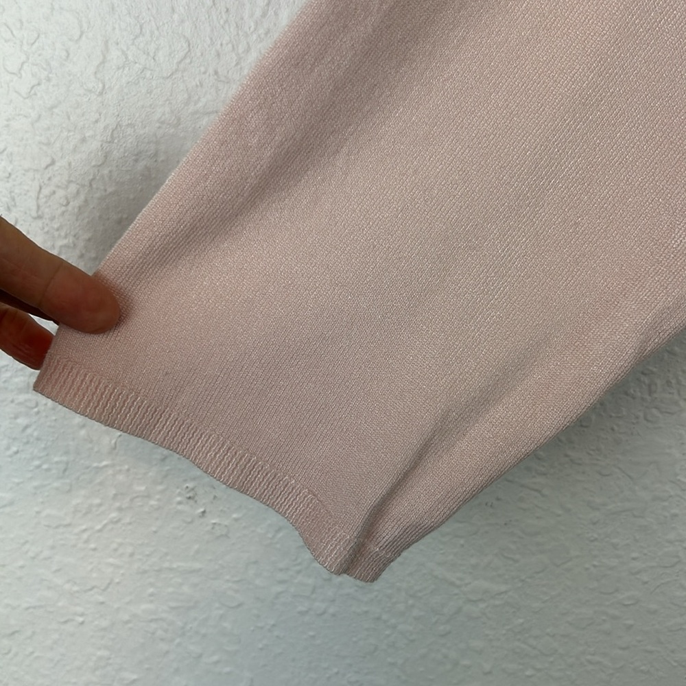 Perfect Chico’s v-neck lightweight 3/4 sleeve baby pink sweater 2 large - Picture 4 of 6